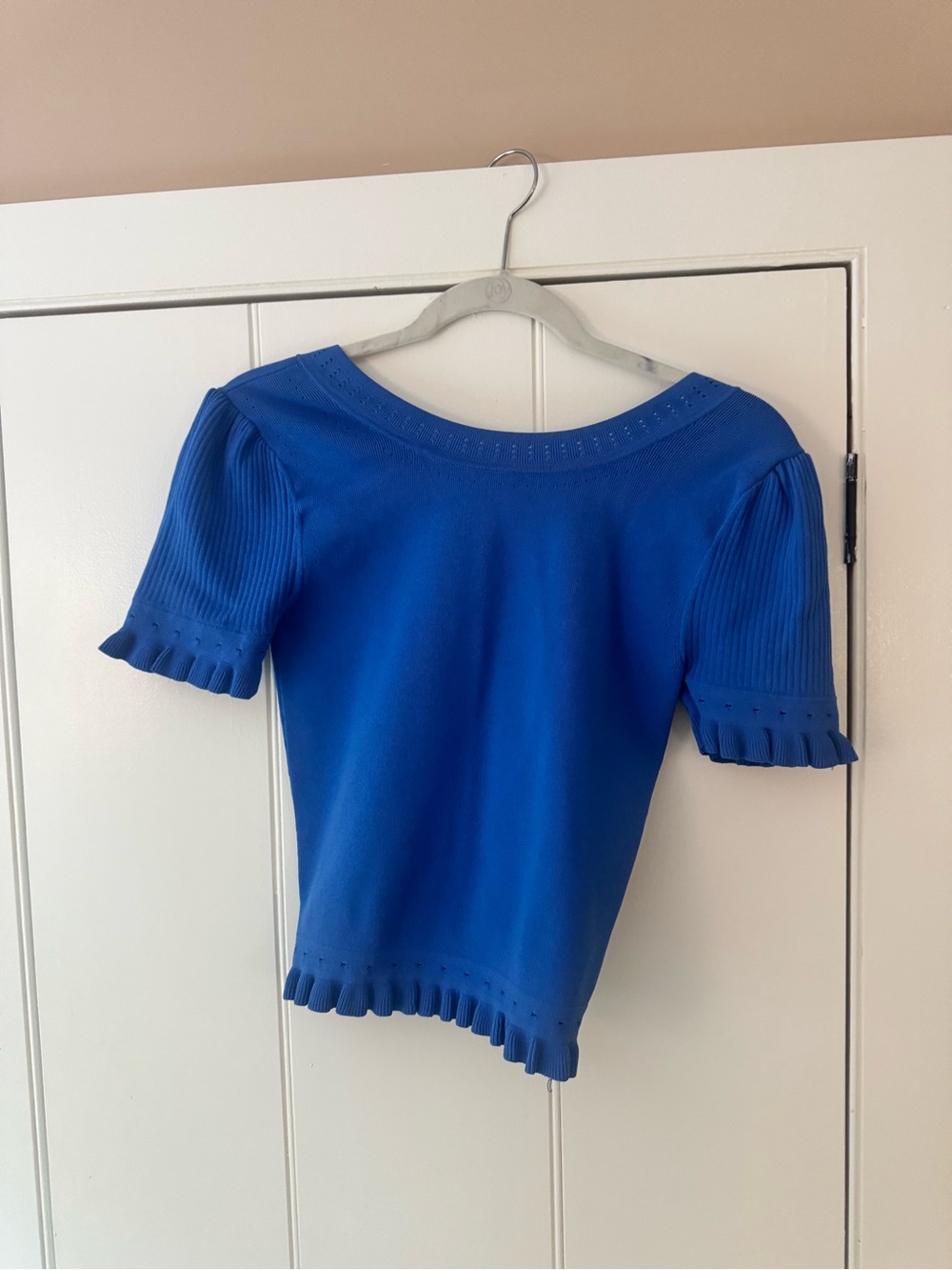 Sandro Cobalt Blue Short Sleeve Knit Top